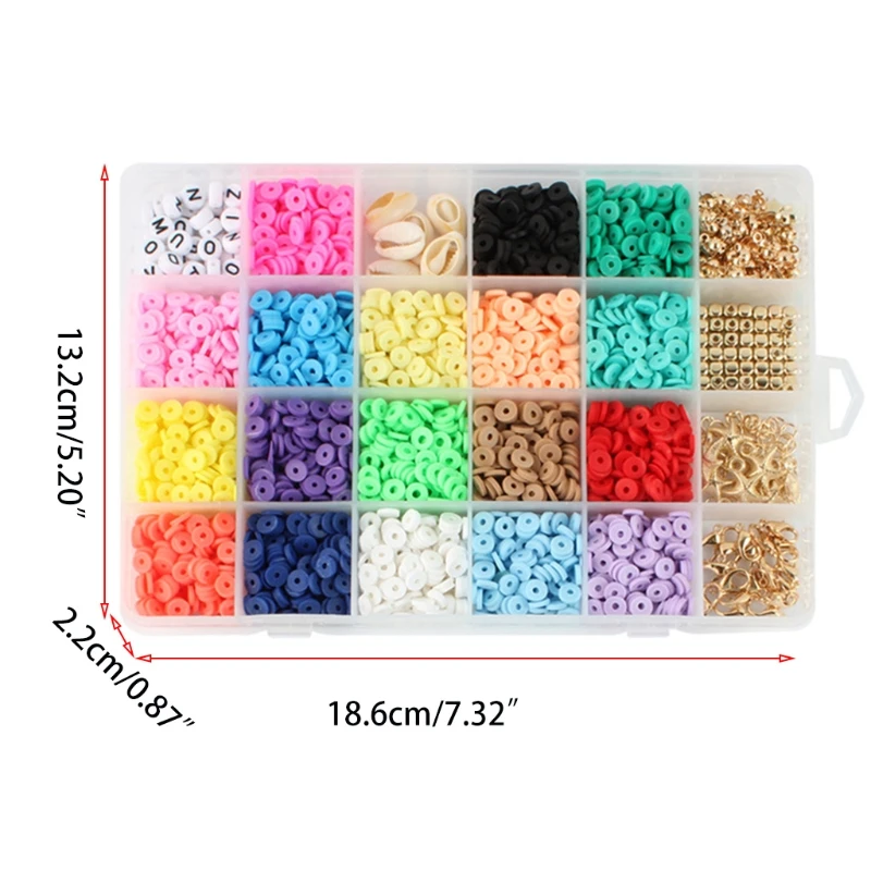 

Color DIY Earring Necklace Craft Set Soft Pottery 24 Grids for Jewelry Making