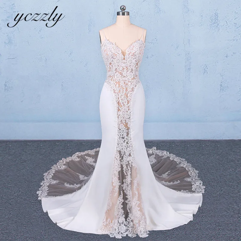 Simple Spaghetti Straps Lace Appliques Mermaid Wedding Dresses Long Backless Beach Wedding Dress Abiti Da Sposa YW278
Simple Spaghetti Straps Lace Appliques Mermaid Wedding Dresses Long Backless Beach Wedding Dress Abiti Da Sposa YW278