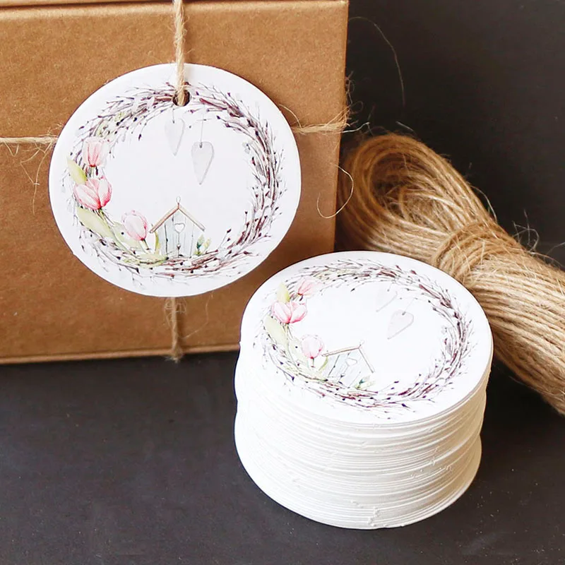 50pcs Cute Flower White Paper Bookmarks Wedding Party Decoration Gift Tags Creative Hang Stationery Supplies | Канцтовары для офиса