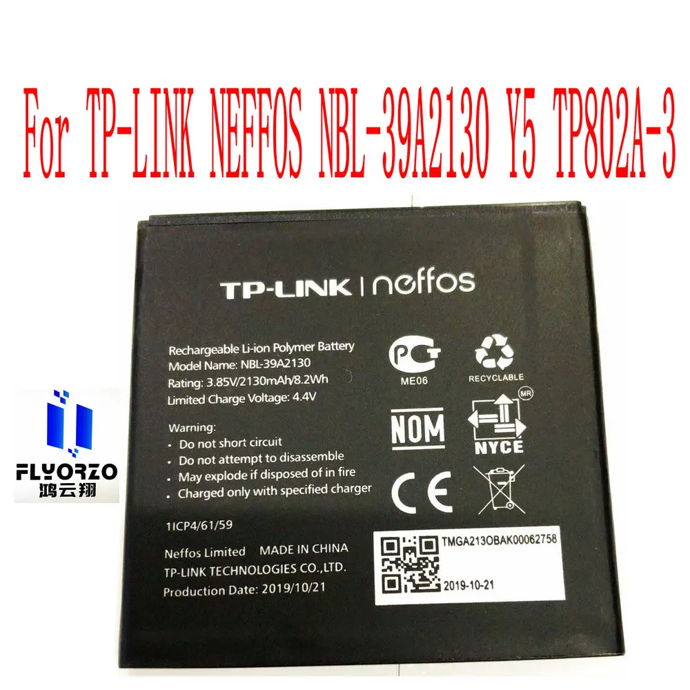 

Новый оригинальный аккумулятор 2130 мА · ч NBL-39A2130 для TP-LINK NEFFOS NBL-39A2130 Y5 TP802A-3 мобильный телефон