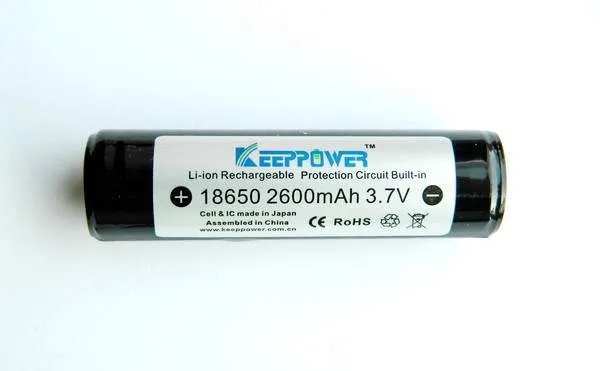 Аккумулятор защищенный 18650 (SANYO UR18650FM) 2600мАч KeepPower 3 7В Li Ion|Аккумуляторы| |