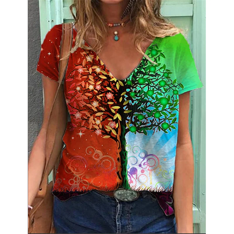 New Multicolor Colorful Printing Women's V-neck Short-sleeved T-shirt Summer Casual Fashion Shirt Plus Size Clothing Top T-shirt
New Multicolor Colorful Printing Women's V-neck Short-sleeved T-shirt Summer Casual Fashion Shirt Plus Size Clothing Top T-shirt
