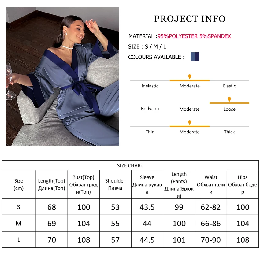 Women's Nightgown Color Block Robe Pajama Sets Loose Flare Set Woman 2 Pieces Elegant Pajamas For Women Trouser Suits Nightwear
Women's Nightgown Color Block Robe Pajama Sets Loose Flare Set Woman 2 Pieces Elegant Pajamas For Women Trouser Suits Nightwear