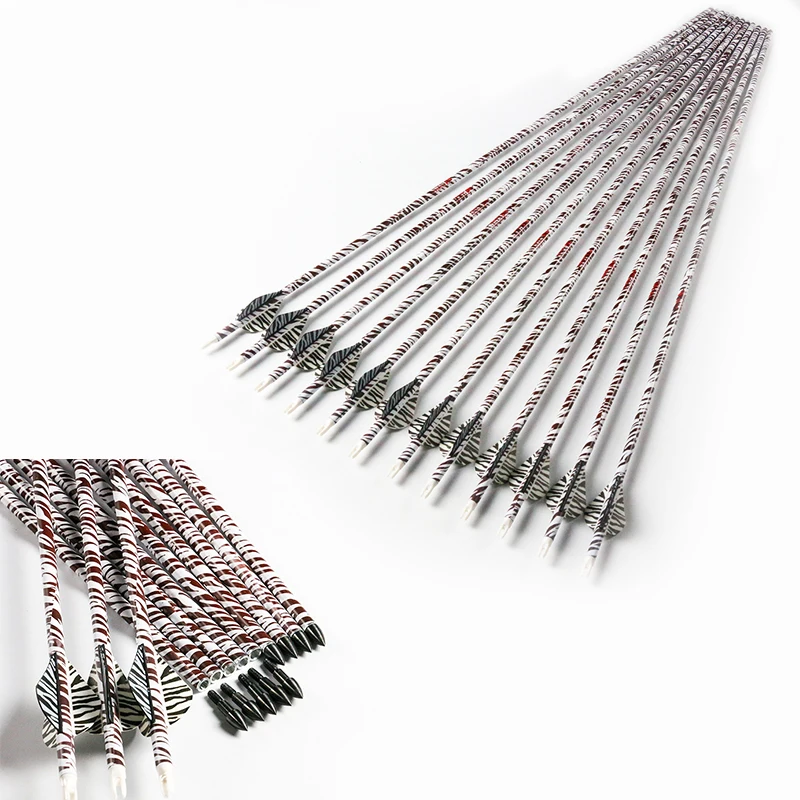Linkboy Archery Zebra Carbon Arrows Sp400 600 2"Tiger Skin Vanes for Compound Recurve / Traditional Bow Hunting Shooting | Спорт и