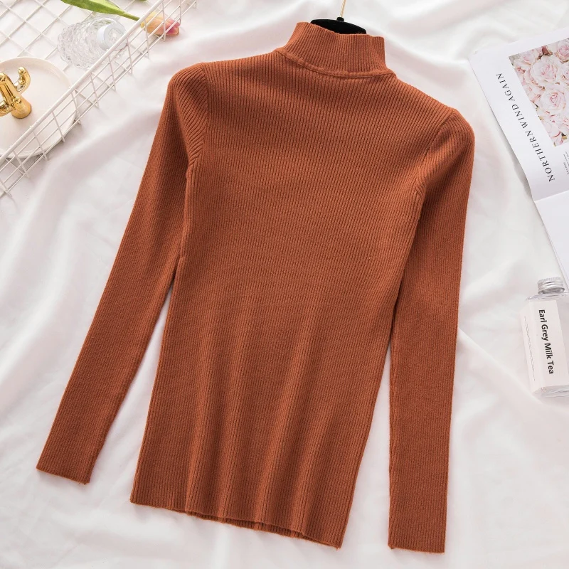 Women Knitted Sweater 2021 Autumn New Mock Neck Solid Basic Knitwear All-match Long Sleeve Korean Female Pullovers Jumper Mujer
Women Knitted Sweater 2021 Autumn New Mock Neck Solid Basic Knitwear All-match Long Sleeve Korean Female Pullovers Jumper Mujer