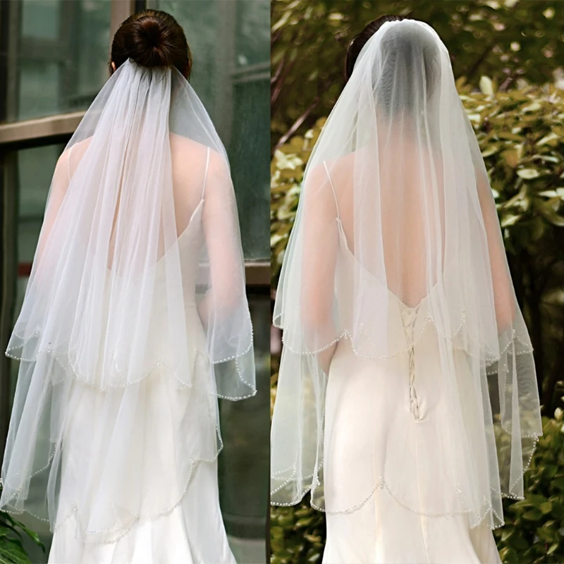 T84B Wedding Bridal Veil with Comb Wedding Hair Accessories for Brides 2 Tier with Beaded Edge Props for Photo Taking
T84B Wedding Bridal Veil with Comb Wedding Hair Accessories for Brides 2 Tier with Beaded Edge Props for Photo Taking
