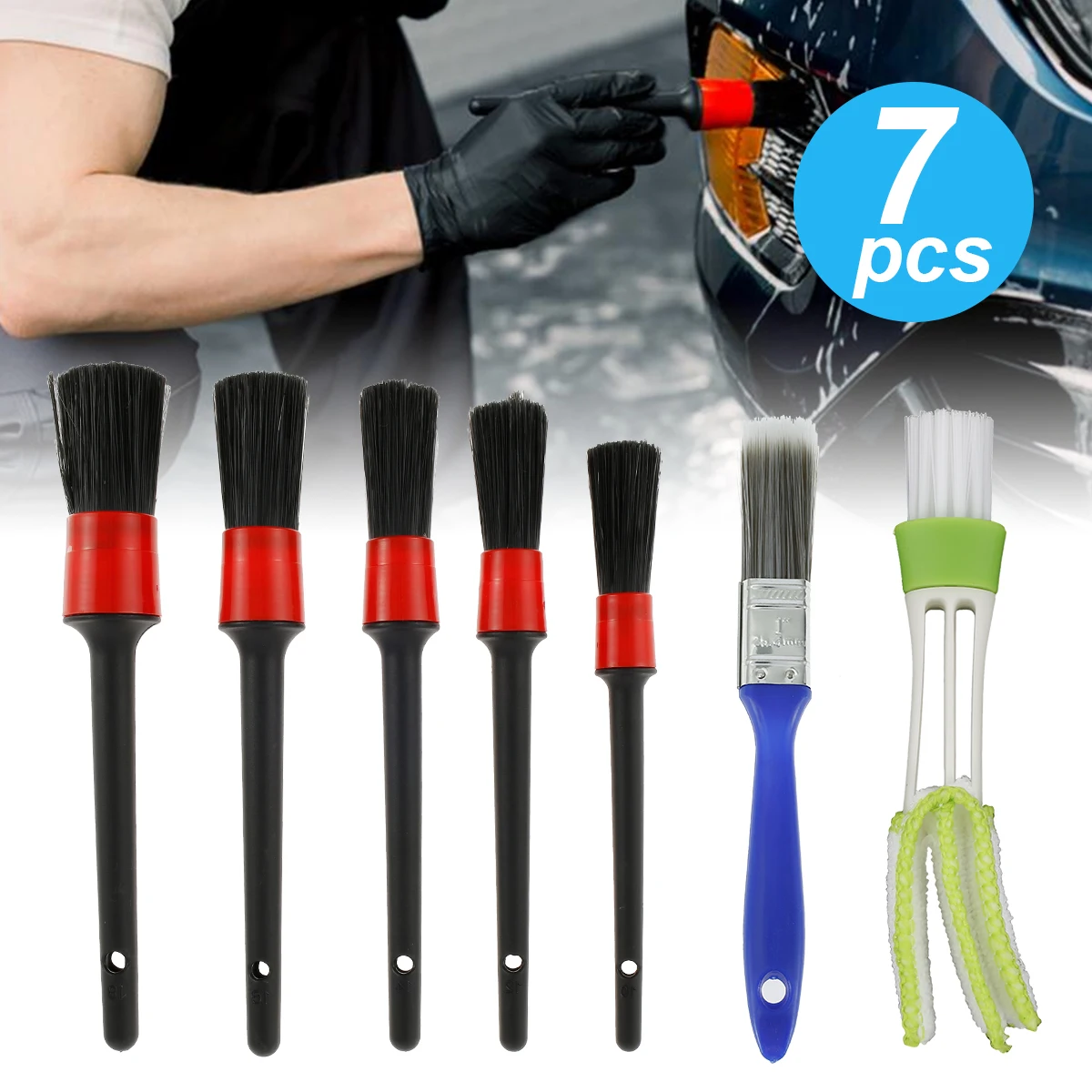Набор Щеток Для детейлинга автомобиля, 7 щеток для уборки детейлинга салона и экстерьера мотоцикла 
Набор Щеток Для детейлинга автомобиля, 7 щеток для уборки детейлинга салона и экстерьера мотоцикла