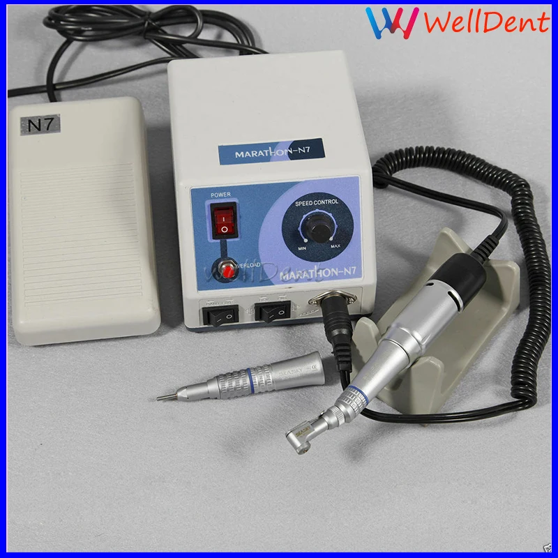 

Dental Lab Electric Micromotor Marathon Micro Polisher N7 With Low Speed Straight Handpiece And Contra Angle 35k Rpm