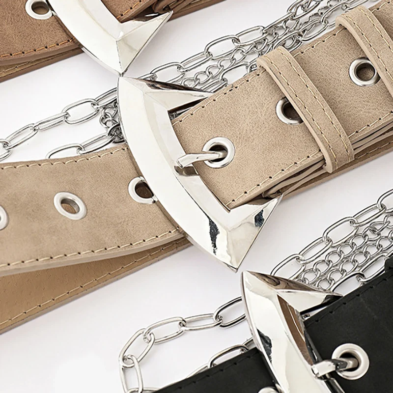 Punk Women Belts Luxury Brand Silver Design Buckle PU Leather Waist Strap With Chian Female Harajuku Waistband All-match Jeans
Punk Women Belts Luxury Brand Silver Design Buckle PU Leather Waist Strap With Chian Female Harajuku Waistband All-match Jeans