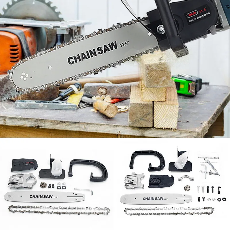 11.5 Inch Chainsaw Bracket Electric Angle Grinder to Chainsaw Converter Chain Saw Woodworking Power Tool Set
11.5 Inch Chainsaw Bracket Electric Angle Grinder to Chainsaw Converter Chain Saw Woodworking Power Tool Set