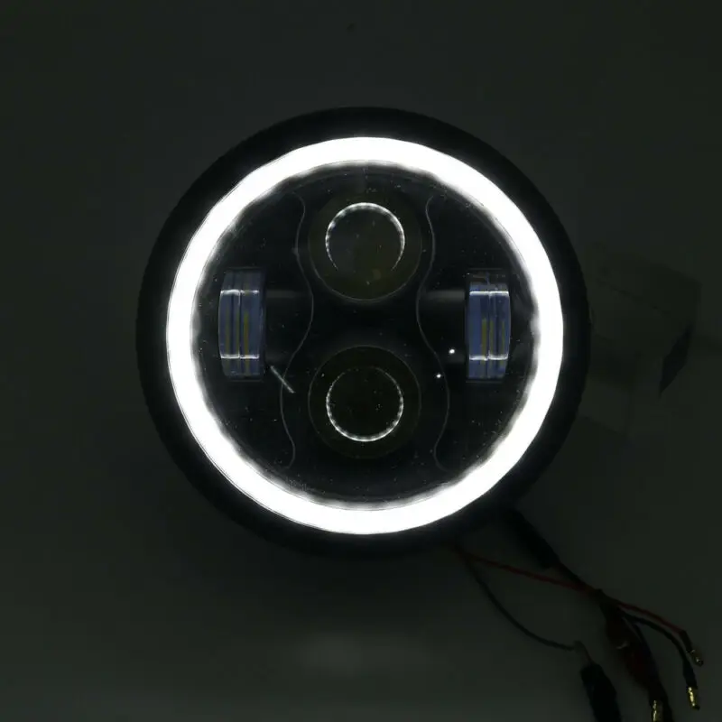 Motorcycle Motorcycle Headlight Halo Ring 1* 6.5In LED Headlight White 12V DC