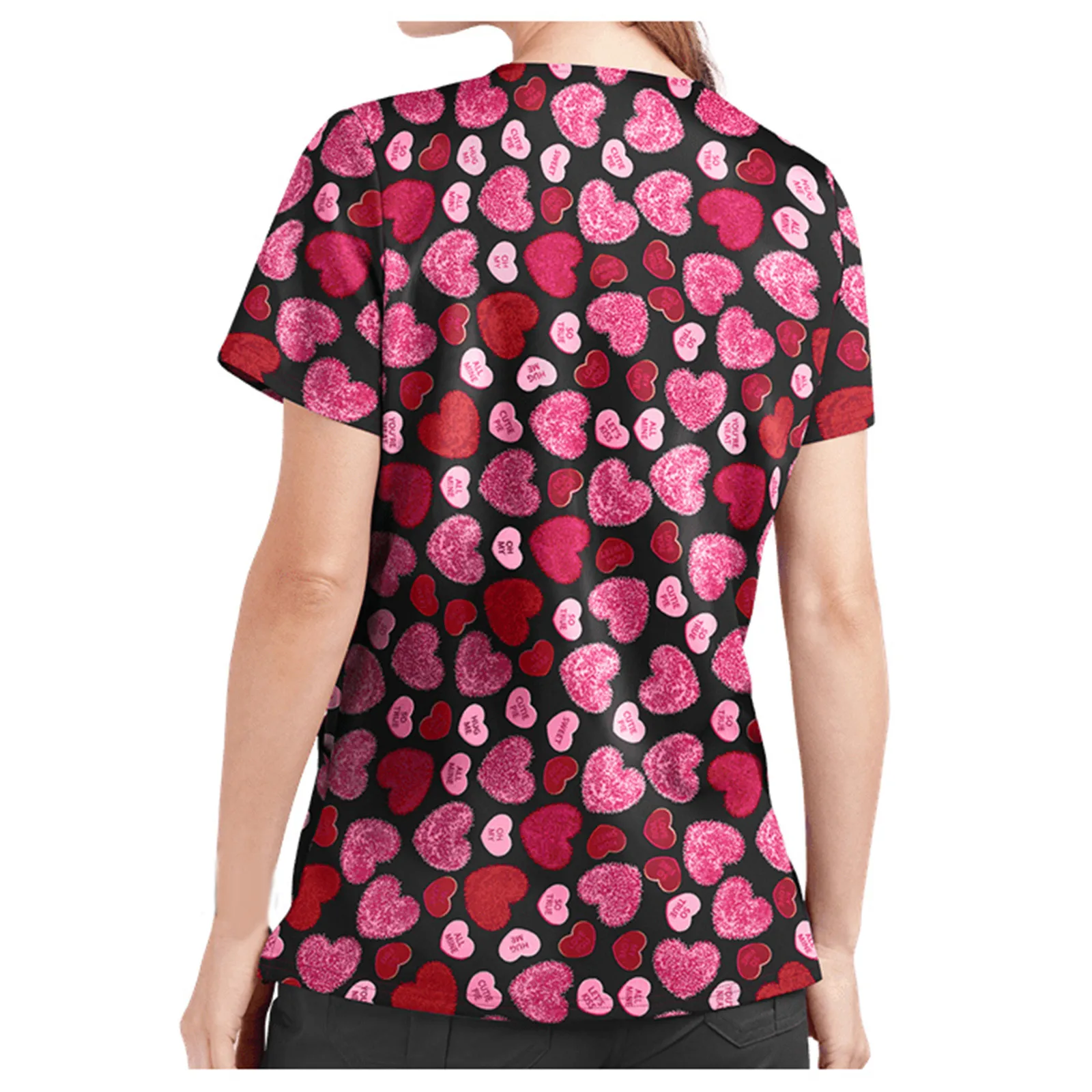 Women's Nurse Uniform Top T-shirt 2021 Summer Short Sleeve V-neck Workwear Heart-shaped printing Pocket Shirt
Women's Nurse Uniform Top T-shirt 2021 Summer Short Sleeve V-neck Workwear Heart-shaped printing Pocket Shirt