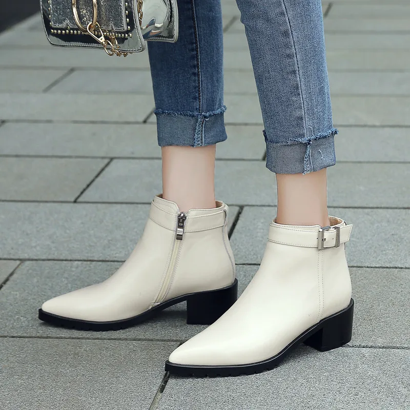 COVIBESCO Elegant Pointed Toe Women's Ankle Boots Genuine Leather Side Zipper Thick High Heels Pumps Party Wedding Shoes Woman
COVIBESCO Elegant Pointed Toe Women's Ankle Boots Genuine Leather Side Zipper Thick High Heels Pumps Party Wedding Shoes Woman
