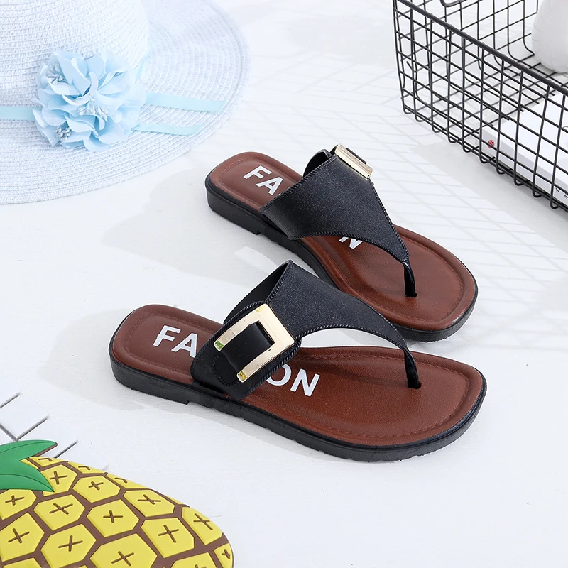 Women's Slippers Summer Beach Slippers 2021 Casual Beach Women's Shoes Slippers Summer Home Flat Flip-Flops