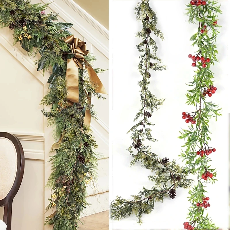 1.5M Christmas Garland Artificial Pine Needle Berry Leaves Garland Vine Christmas Wreath New Year Fake Plant Garden Arch Vines
1.5M Christmas Garland Artificial Pine Needle Berry Leaves Garland Vine Christmas Wreath New Year Fake Plant Garden Arch Vines