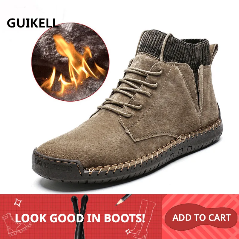 GUIKELL Men Snow Boots Winter Plush Warm Men Motorcycle Boots Lace-Up Non-slip Male Ankle Boots Waterproof Autumn Man Work Shoes
GUIKELL Men Snow Boots Winter Plush Warm Men Motorcycle Boots Lace-Up Non-slip Male Ankle Boots Waterproof Autumn Man Work Shoes