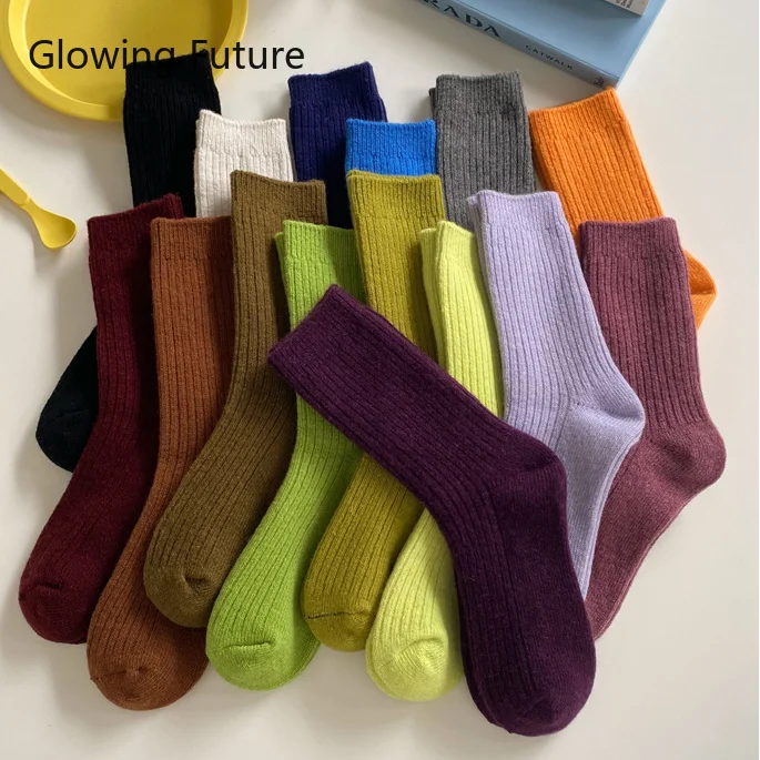 Japanese Draw Solid Color Thick Wool Socks Retro Classic Style Keep Warm Double Needle Socks Simple Basics Stripe Woman Socks
Japanese Draw Solid Color Thick Wool Socks Retro Classic Style Keep Warm Double Needle Socks Simple Basics Stripe Woman Socks