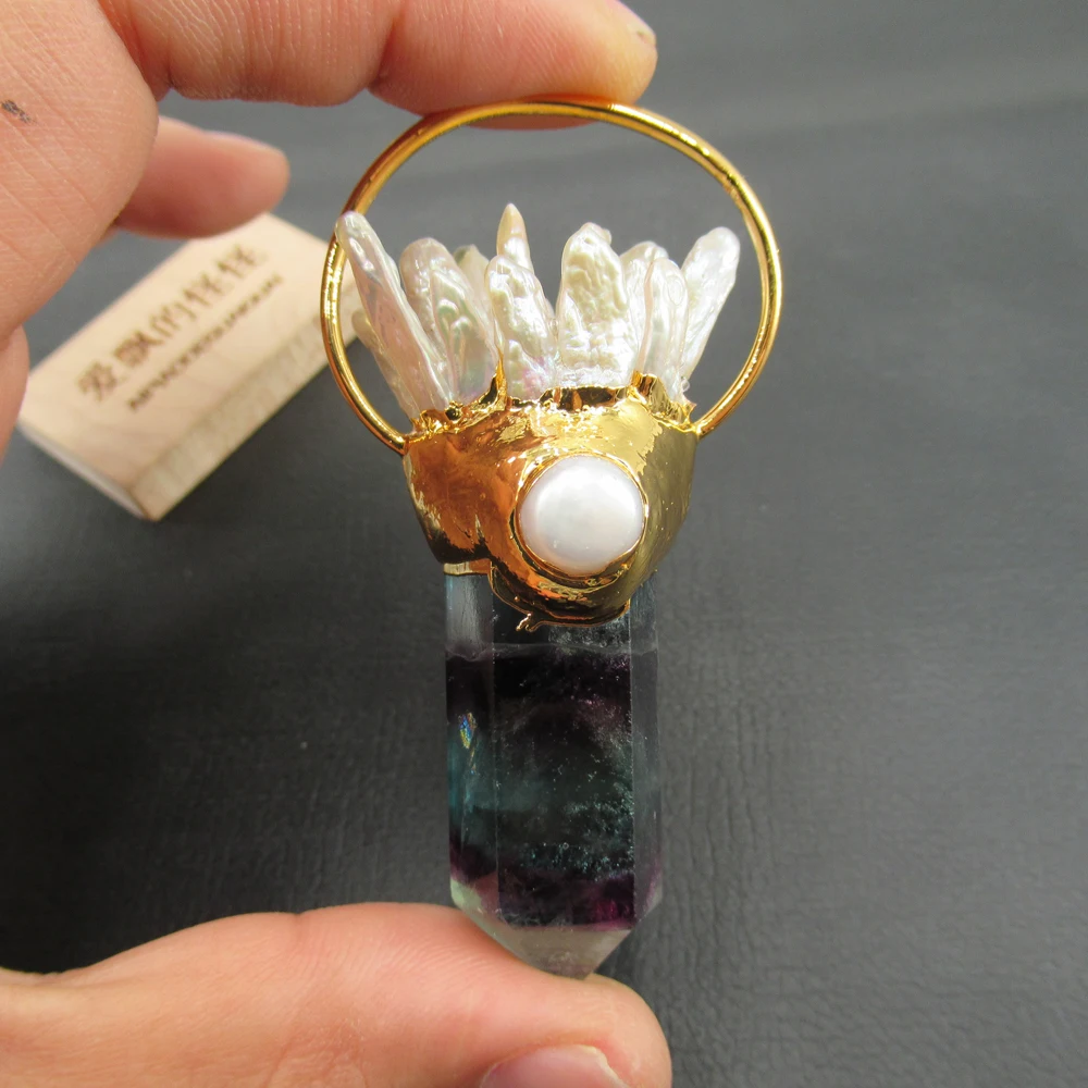 APDGG Natural Fluorite Point White Biwa Pearl Cluster Pendant Unique Design Charms necklace pendant Jewelry DIY
APDGG Natural Fluorite Point White Biwa Pearl Cluster Pendant Unique Design Charms necklace pendant Jewelry DIY