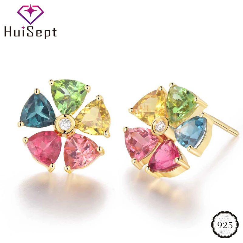 HuiSept Fashion Silver Earrings 925 Jewelry Flower Shape Colorful Topaz Gemstone Stud Earrings Ornament for Women Wedding Party
HuiSept Fashion Silver Earrings 925 Jewelry Flower Shape Colorful Topaz Gemstone Stud Earrings Ornament for Women Wedding Party