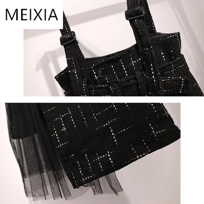 MEIXIA 2020 Autumn Women Two Piece Set Casual Turtleneck Solid Black Tops + Dress Sling Belt Button Patchwork Set 2 Piece Set
MEIXIA 2020 Autumn Women Two Piece Set Casual Turtleneck Solid Black Tops + Dress Sling Belt Button Patchwork Set 2 Piece Set