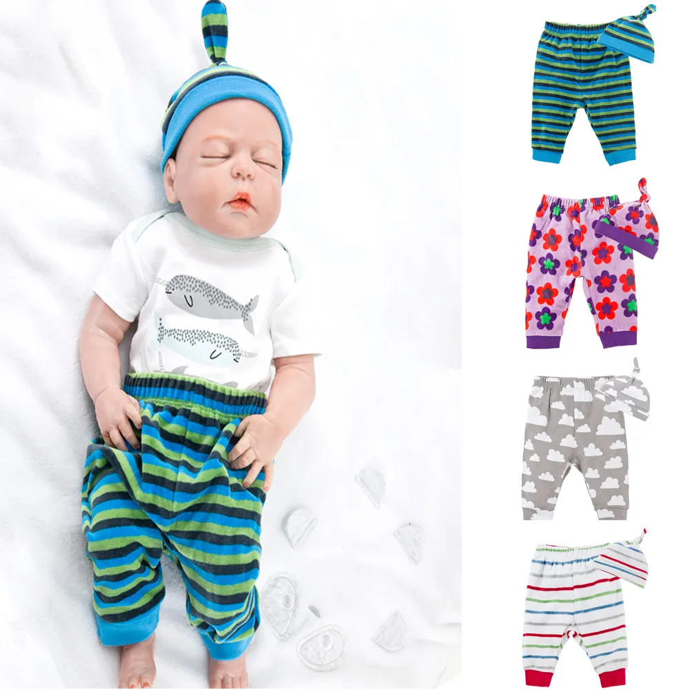 Теплая Вельветовая одежда для малышей комплект с шапками леггинсы новорожденных