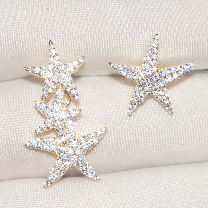 S925 Sterling Silver Inlaid Zircon Asymmetric Starfish Earrings Temperament Fashion Personality Luxury Brand Monaco Jewelry
S925 Sterling Silver Inlaid Zircon Asymmetric Starfish Earrings Temperament Fashion Personality Luxury Brand Monaco Jewelry
