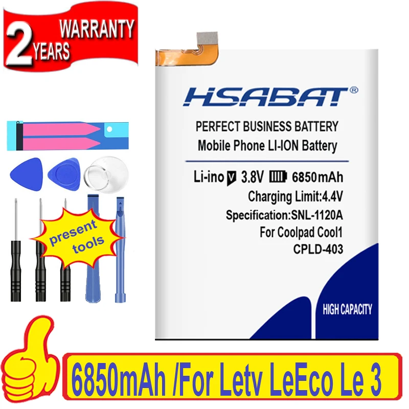 HSABAT топ бренд 100% Новинка 6850 мАч фотоаккумулятор для Letv LeEco Le 3 Le3 LeRee Coolpad Cool1 Cool 1 Dual