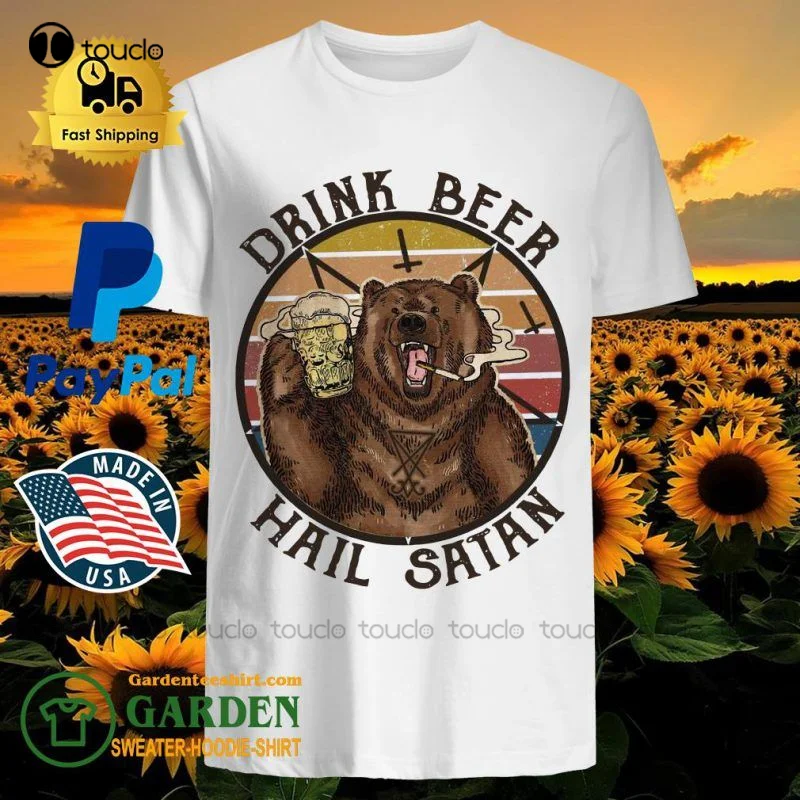 Dink Beer Hail Satan Vintage Bear Drinking Funny T-Shirt Unisex Women Men Tee Shirt 
Dink Beer Hail Satan Vintage Bear Drinking Funny T-Shirt Unisex Women Men Tee Shirt