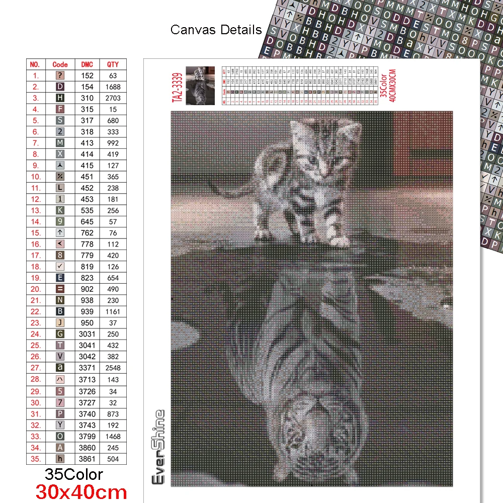 Evershine Алмазная вышивка кошки тигр мозаика животные крестиком рукоделие картина