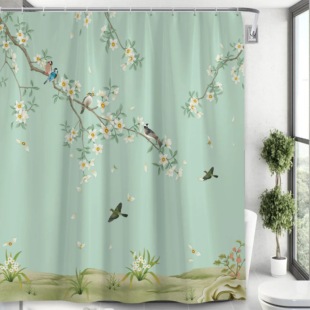 Flowes Birds Shower Curtain Set White Floral Plants Chinese Style Bathroom Curtains Waterproof Polyester Fabric Decor with Hooks
Flowes Birds Shower Curtain Set White Floral Plants Chinese Style Bathroom Curtains Waterproof Polyester Fabric Decor with Hooks