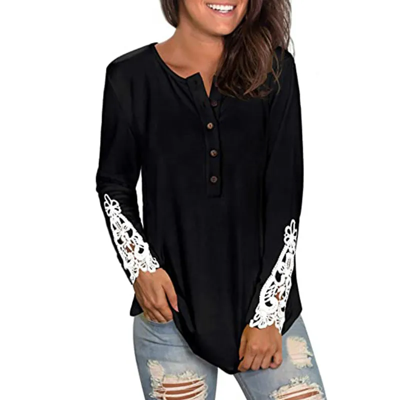 Sexy O Neck Lace Sleeve Women T Shirt Button Pullover 2020 New Fashion Long Sleeve Party Club Top Tees Casual ladies Tshirt
Sexy O Neck Lace Sleeve Women T Shirt Button Pullover 2020 New Fashion Long Sleeve Party Club Top Tees Casual ladies Tshirt