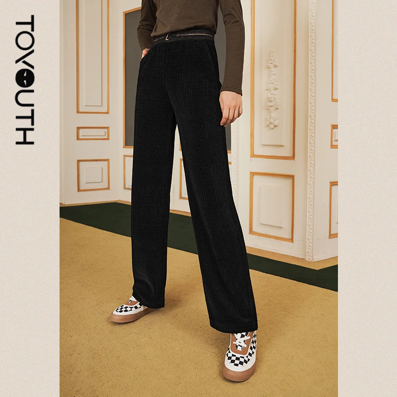 Toyouth Women Pants 2021 Winter Elastic waist Loose Black Basic All Match Corduroy Trousers
Toyouth Women Pants 2021 Winter Elastic waist Loose Black Basic All Match Corduroy Trousers