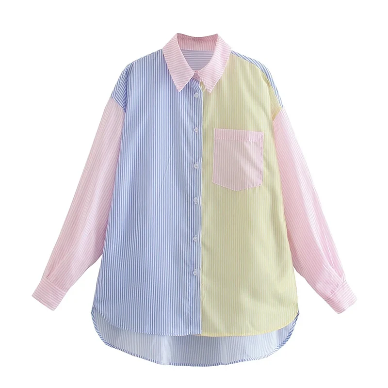 Women's Shirt Contrast Color Patchwork Blouses And Shirts Single-breasted Women Clothing Top Oversized Tops Hawaiian Shirt
Women's Shirt Contrast Color Patchwork Blouses And Shirts Single-breasted Women Clothing Top Oversized Tops Hawaiian Shirt