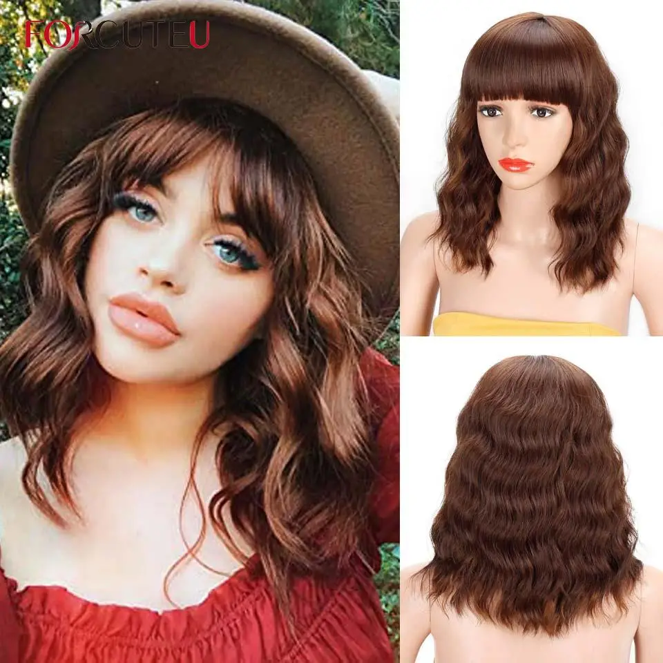 FORCUTEU Short Bob Wig with Bangs Water Wave Women's Wig Synthetic Wigs for Women Wavy Cosplay Wig Natural Brown Pink Shoulder
FORCUTEU Short Bob Wig with Bangs Water Wave Women's Wig Synthetic Wigs for Women Wavy Cosplay Wig Natural Brown Pink Shoulder