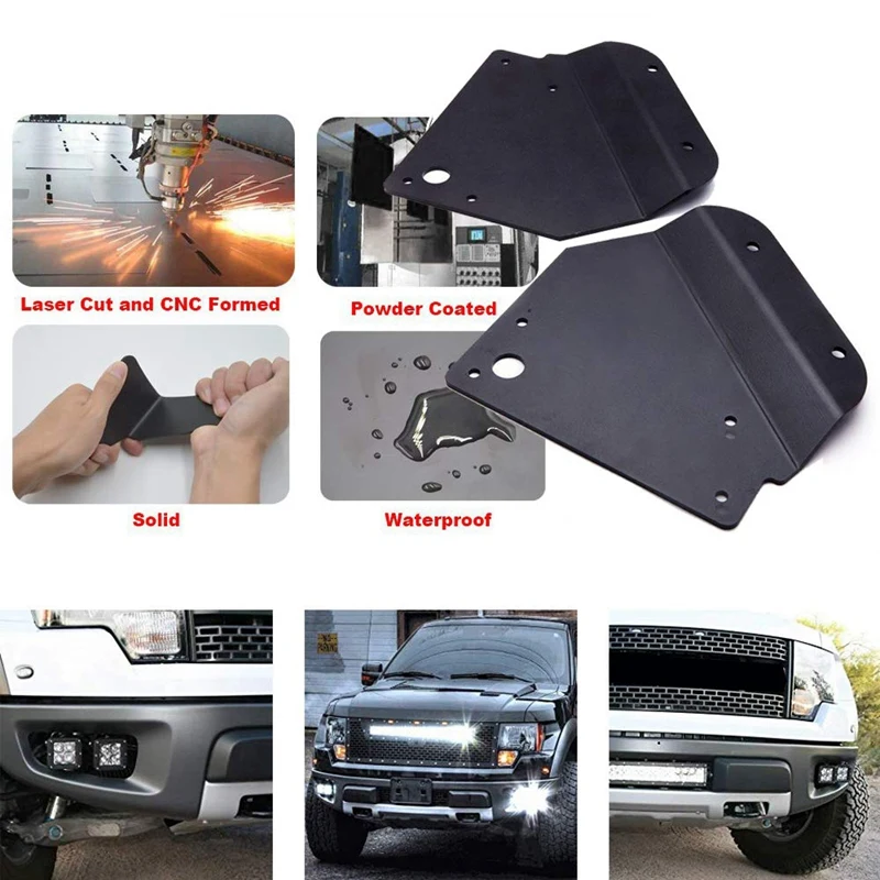 Front-Hidden Bumper LED Fog Light Mount Brackets Kits for 2010-2017 Ford F150 SVT Raptor Truck Off-Road LED Work Light Mounting 
Front-Hidden Bumper LED Fog Light Mount Brackets Kits for 2010-2017 Ford F150 SVT Raptor Truck Off-Road LED Work Light Mounting