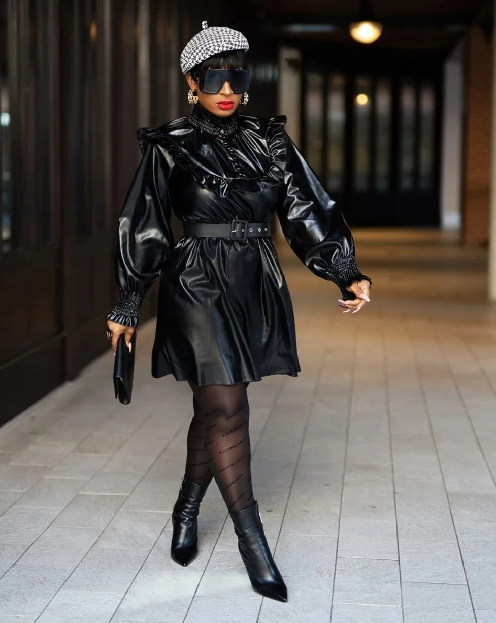 2022 Autumn Fashion Style African Women Long Sleeve PU Mini Dress African Dresses for Women African Clothes
2022 Autumn Fashion Style African Women Long Sleeve PU Mini Dress African Dresses for Women African Clothes