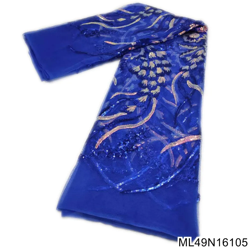 African lace fabric 2021 Tulle lace fabric with French sequins blue fabric Nigerian knit 5 yards for wedding party ML49N162
African lace fabric 2021 Tulle lace fabric with French sequins blue fabric Nigerian knit 5 yards for wedding party ML49N162