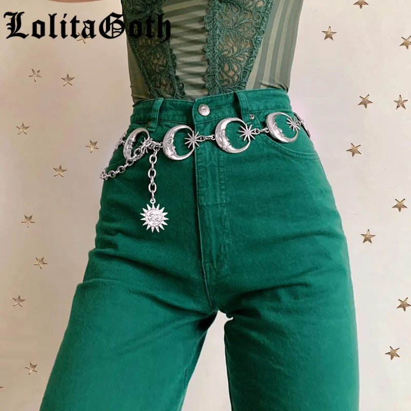 Lolita Gothic Waist Gold Chain Belt Harajuku Moon Sun Pendants Silver Chain Belt Vintage Punk Rock Accessories Belt Streetwear
Lolita Gothic Waist Gold Chain Belt Harajuku Moon Sun Pendants Silver Chain Belt Vintage Punk Rock Accessories Belt Streetwear