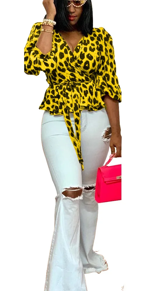 Vintage Fall Lantern Sleeve Leopard Printed Sexy V Neck Wrap Lace Up Tunic High Waist Women Tops Office Ladies Retro 2019
Vintage Fall Lantern Sleeve Leopard Printed Sexy V Neck Wrap Lace Up Tunic High Waist Women Tops Office Ladies Retro 2019