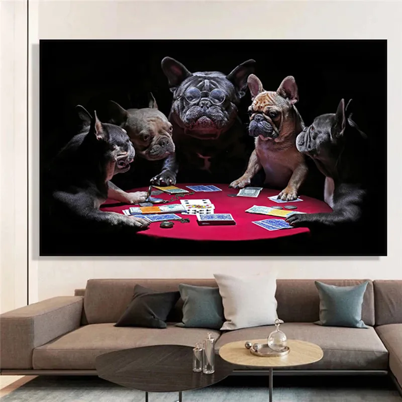 Funny Animals Playing Cards Posters And Prints French Bulldogs Dogs Canvas Modern Art Wall Painting Pciture Room Home Decoration
Funny Animals Playing Cards Posters And Prints French Bulldogs Dogs Canvas Modern Art Wall Painting Pciture Room Home Decoration