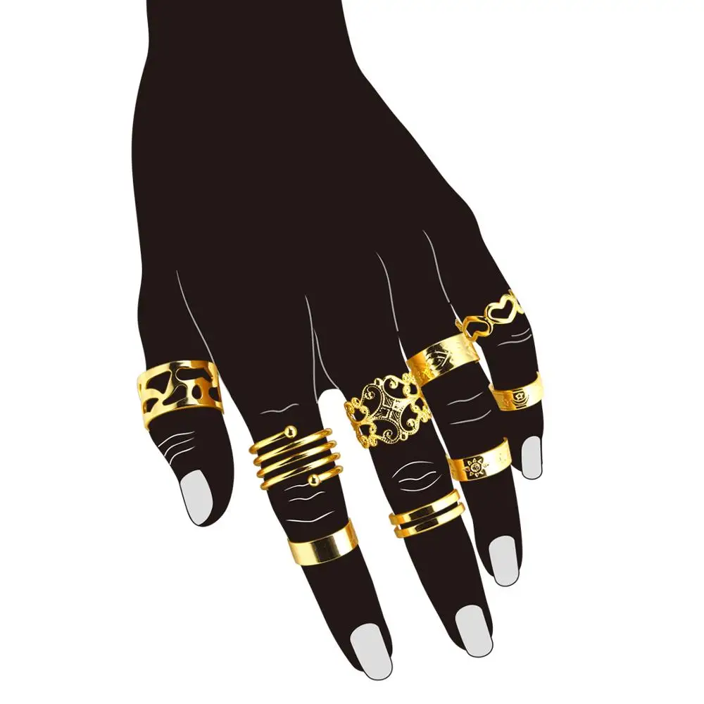 U7 9 Pcs Knuckle Ring Set for Women Girls Gold Vintage Hollow Carving Adjustable Boho Style Stackable Statement Rings R1025
U7 9 Pcs Knuckle Ring Set for Women Girls Gold Vintage Hollow Carving Adjustable Boho Style Stackable Statement Rings R1025