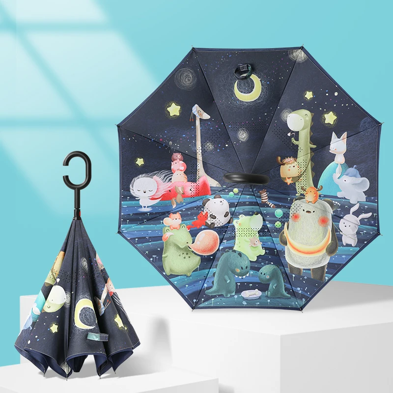 

Kids Cute Reverse Umbrella Rain Women Uv Protection Anime Umbrellas Parasols Sunshades Unbrellas Parapluie Rain Gear BI50YS