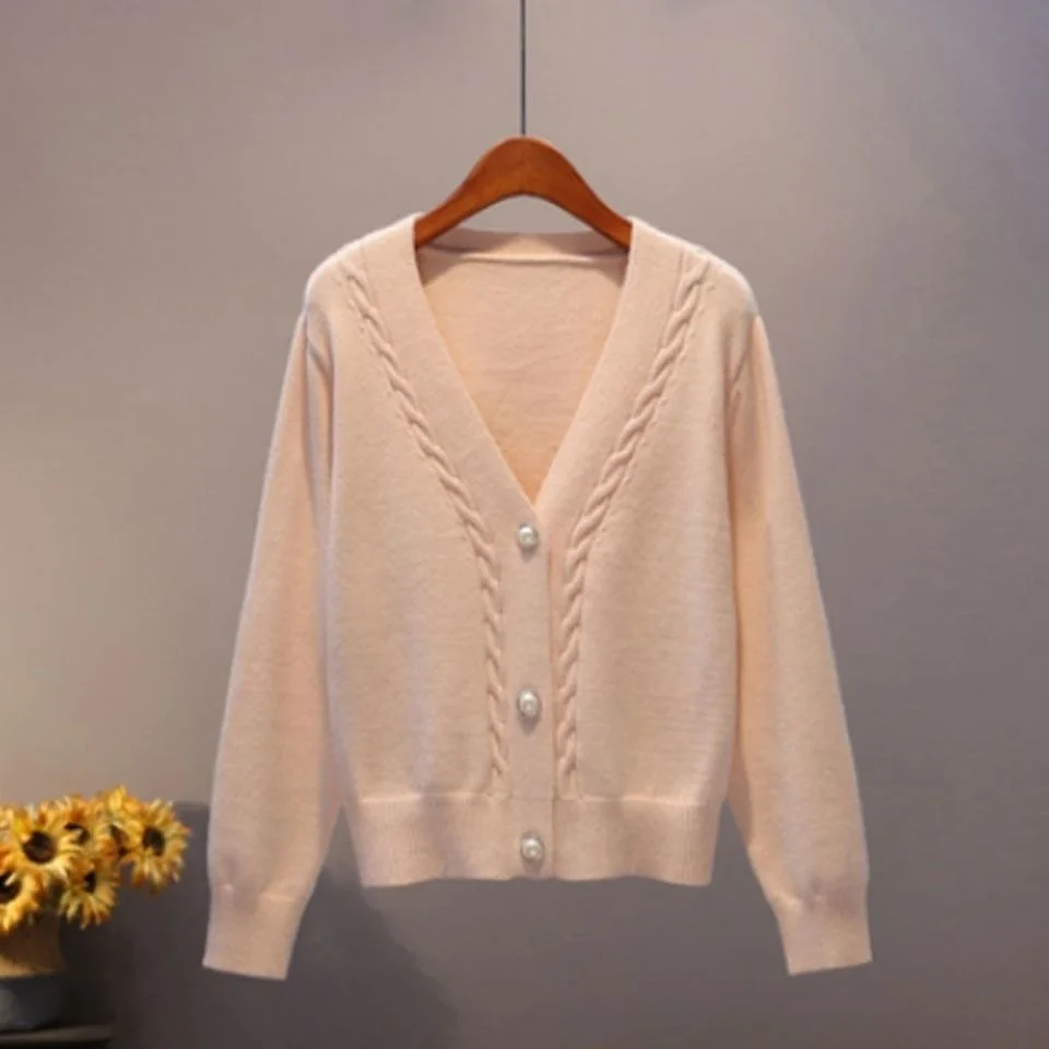 Sweater Cardigan Women Autumn Winter New V Neck Pearl Single Breasted Loose Short Thicken Sweater Sweet Long Sleeve Knitting Top
Sweater Cardigan Women Autumn Winter New V Neck Pearl Single Breasted Loose Short Thicken Sweater Sweet Long Sleeve Knitting Top