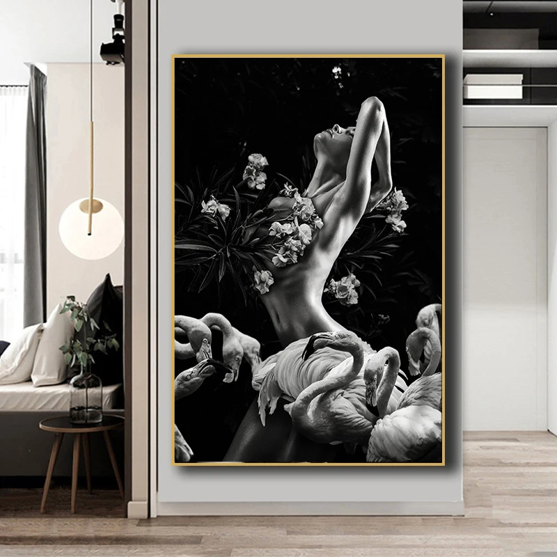 Black Sexy Nude Women Flowers Poster and Prints Modern Flamingo Wall Art Canvas Paintings Pictures for Living Room Decor
Black Sexy Nude Women Flowers Poster and Prints Modern Flamingo Wall Art Canvas Paintings Pictures for Living Room Decor