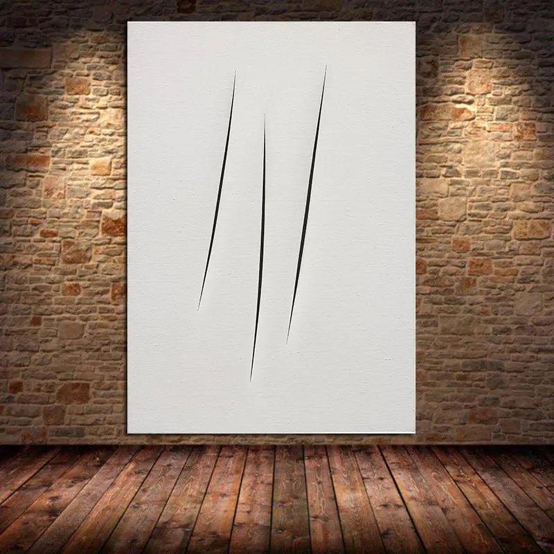 

Lucio Fontana Minimalist Canvas Painting Sofa Background Decor Knife Mark Poster and Print Wall Picture Art Living Room Unframed