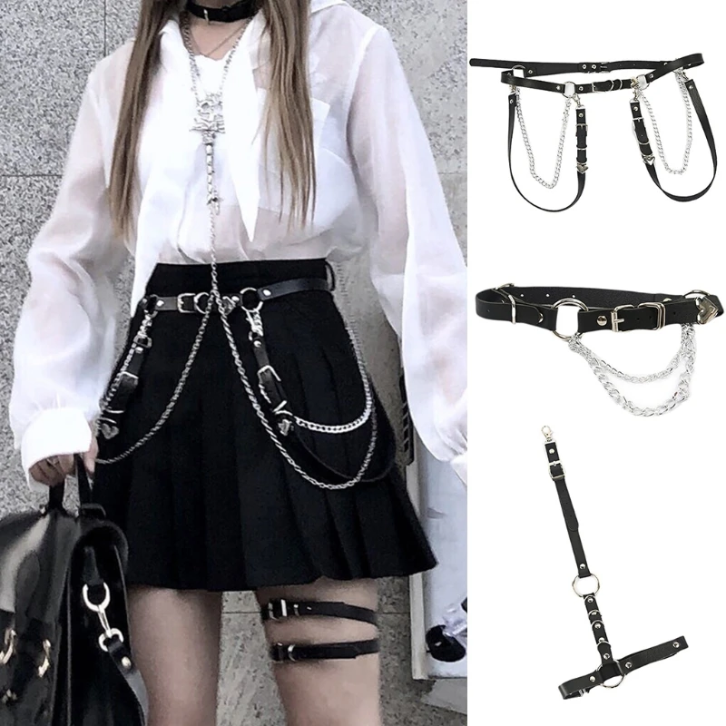 Black Faux Leather Chain Belt Goth Sexy Body Chain Skirt Punk Style Strap Waist Body Harness Dance Jewelry
Black Faux Leather Chain Belt Goth Sexy Body Chain Skirt Punk Style Strap Waist Body Harness Dance Jewelry