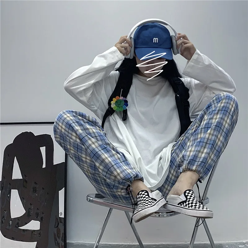 Spring Harajuku style retro new straight loose plaid casual drawstring wide-leg pants
Spring Harajuku style retro new straight loose plaid casual drawstring wide-leg pants