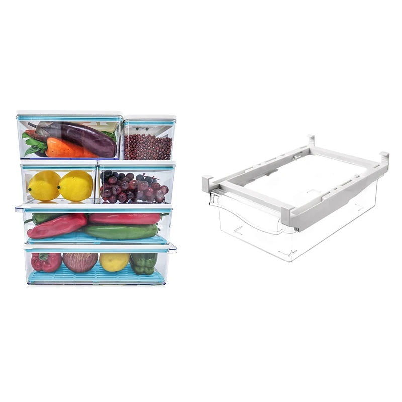 1X Plastic Clear Fridge Organizer Bins With Handle & 6 Pack Plastic Stackable Food Storage Containers With Vented Lids
1X Plastic Clear Fridge Organizer Bins With Handle & 6 Pack Plastic Stackable Food Storage Containers With Vented Lids