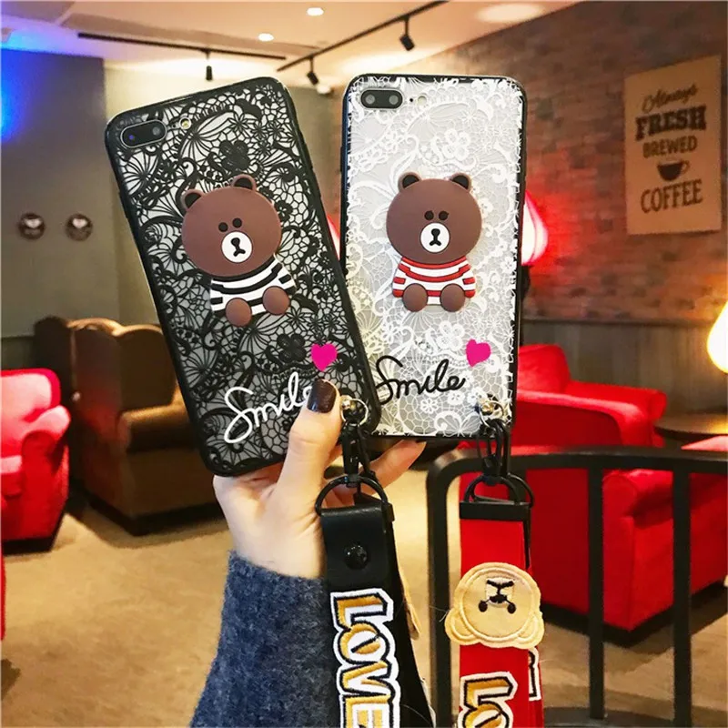 Для Samsung Galaxy J4 J6 Plus Prime A6 A8 A7 A9 J2 Pro J8 2018 A2 Core кружевной мультяшный медведь чехол с