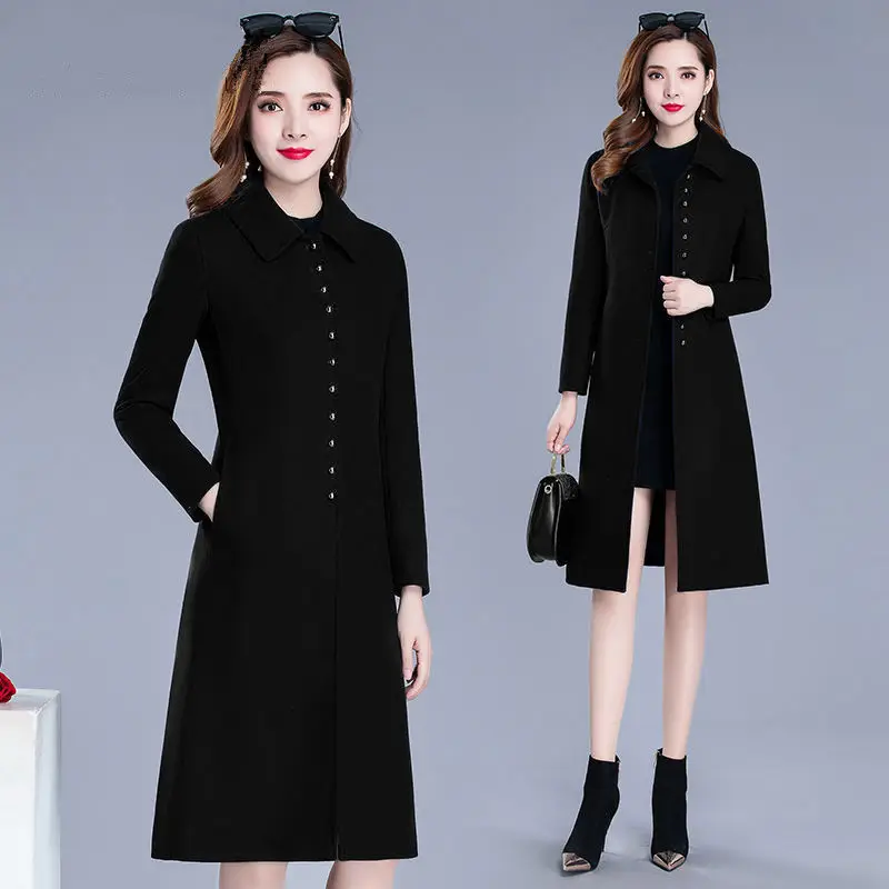 Высококачественное длинное шерстяное пальто женское модное осенне-зимнее